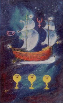 Tarotkaart 'Drie van Kelken'