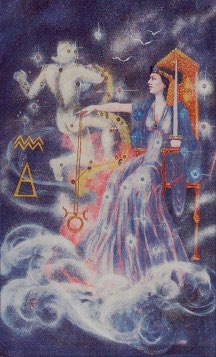 Tarotkaart 'Koningin van Zwaarden'