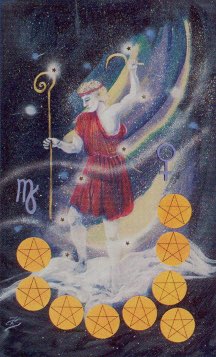 Tarotkaart 'Negen van Pentagrammen'