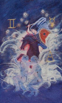 Tarotkaart 'Ridder van Zwaarden'