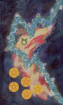 Tarotkaart 'Vijf van Pentagrammen'