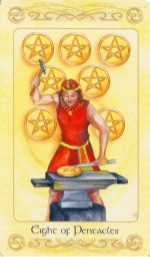 Tarotkaart 'Acht van Pentagrammen'