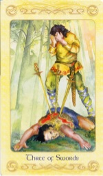 Tarotkaart 'Drie van Zwaarden'