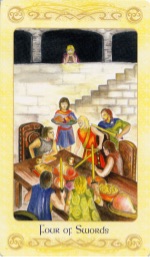 Tarotkaart 'Vier van Zwaarden'