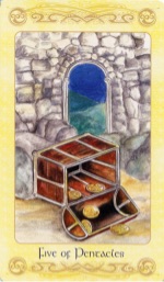 Tarotkaart 'Vijf van Pentagrammen'