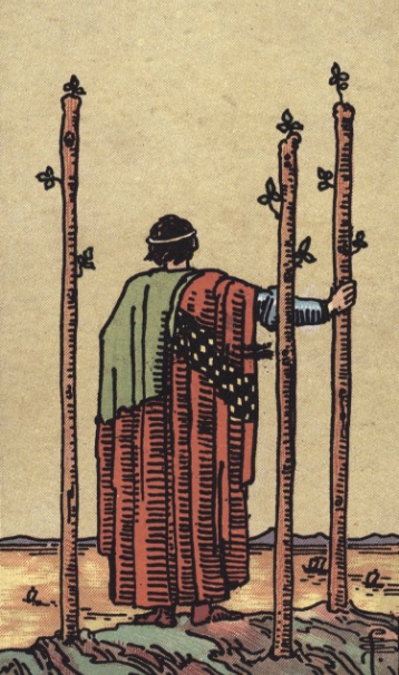 Tarotkaart 'Drie van Staven'