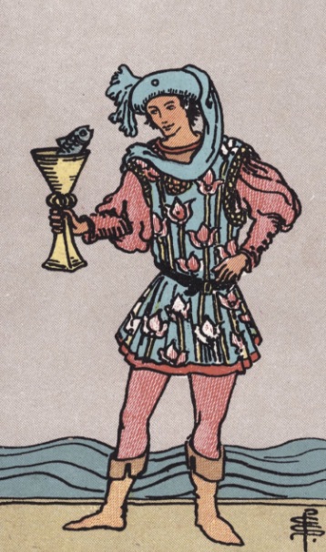 Tarotkaart 'Schildknaap van Kelken'