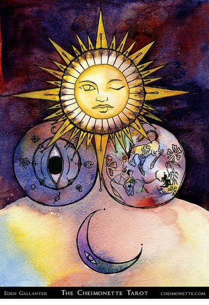 Tarotkaart 'Drie van Pentagrammen'