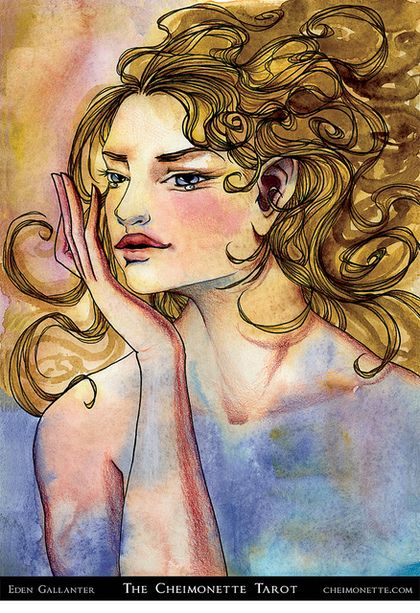 Tarotkaart 'Koningin van Kelken'