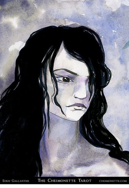 Tarotkaart 'Koningin van Zwaarden'