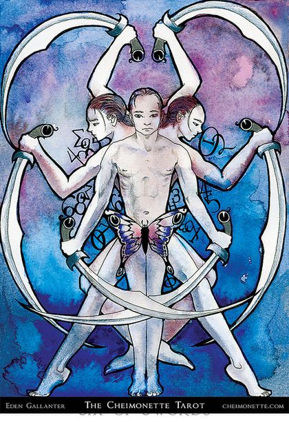 Tarotkaart 'Zes van Zwaarden'