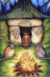 Tarotkaart 'Drie van Pentagrammen'