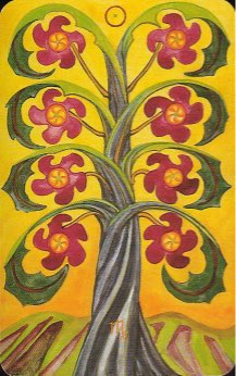 Tarotkaart 'Acht van Pentagrammen'
