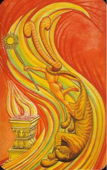 Tarotkaart 'Schildknaap van Staven'