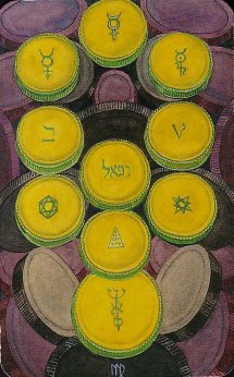 Tarotkaart 'Tien van Pentagrammen'