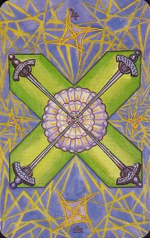 Tarotkaart 'Vier van Zwaarden'