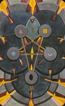 Tarotkaart 'Vijf van Pentagrammen'
