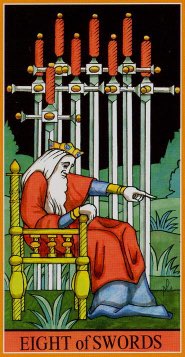 Tarotkaart 'Acht van Zwaarden'