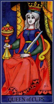 Tarotkaart 'Koningin van Kelken'