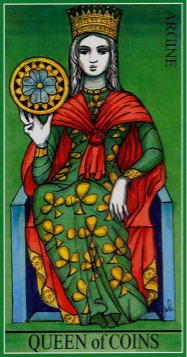 Tarotkaart 'Koningin van Pentagrammen'