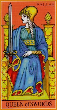 Tarotkaart 'Koningin van Zwaarden'