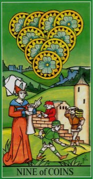 Tarotkaart 'Negen van Pentagrammen'