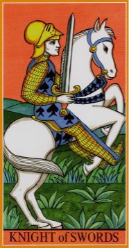 Tarotkaart 'Ridder van Zwaarden'