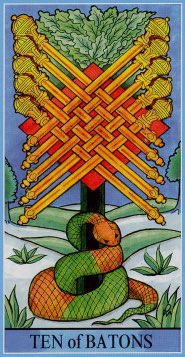 Tarotkaart 'Tien van Staven'