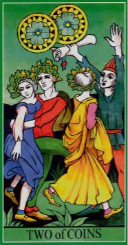 Tarotkaart 'Twee van Pentagrammen'