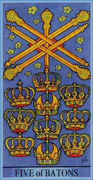 Tarotkaart 'Vijf van Staven'