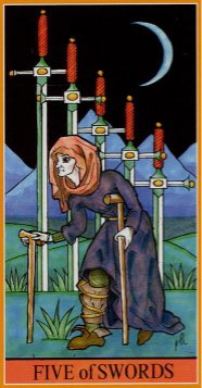 Tarotkaart 'Vijf van Zwaarden'