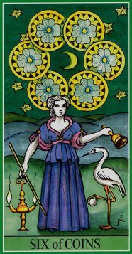 Tarotkaart 'Zes van Pentagrammen'