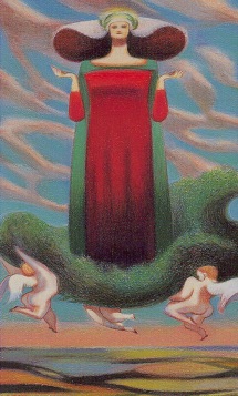 Tarotkaart 'Koningin van Pentagrammen'