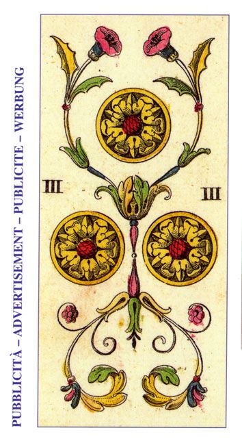 Tarotkaart 'Drie van Pentagrammen'