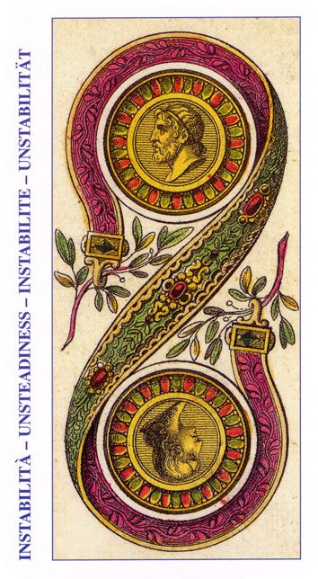 Tarotkaart 'Twee van Pentagrammen'