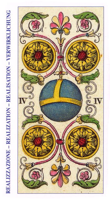 Tarotkaart 'Vier van Pentagrammen'