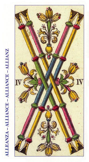 Tarotkaart 'Vier van Staven'