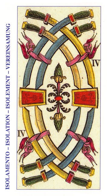 Tarotkaart 'Vier van Zwaarden'