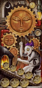 Tarotkaart 'Acht van Pentagrammen'
