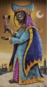 Tarotkaart 'Koningin van Kelken'