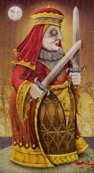 Tarotkaart 'Koningin van Zwaarden'