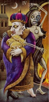 Tarotkaart 'Vier van Pentagrammen'