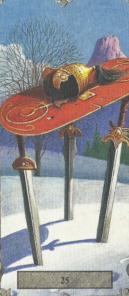 Tarotkaart 'Drie van Zwaarden'