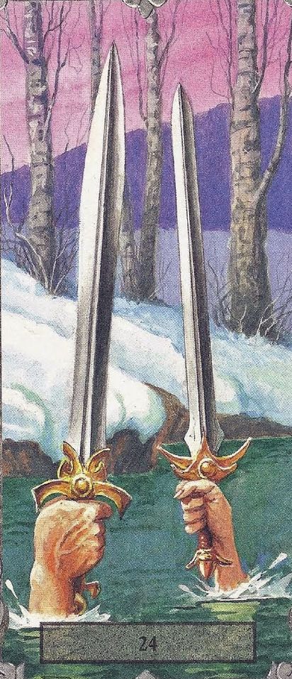 Tarotkaart 'Twee van Zwaarden'