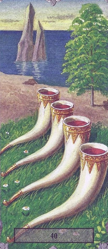 Tarotkaart 'Vier van Kelken'
