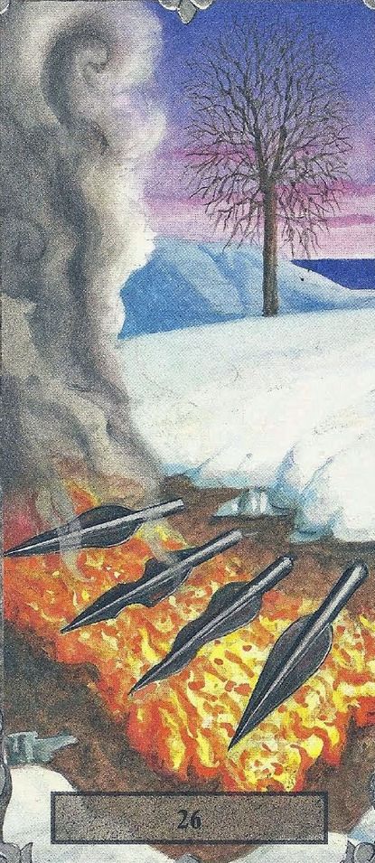 Tarotkaart 'Vier van Zwaarden'