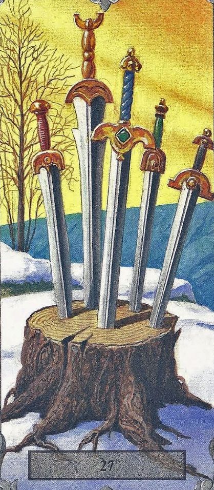 Tarotkaart 'Vijf van Zwaarden'