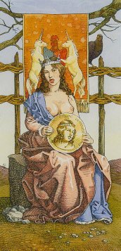 Tarotkaart 'Koningin van Pentagrammen'