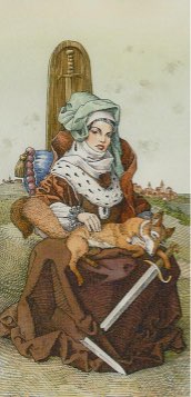 Tarotkaart 'Koningin van Zwaarden'