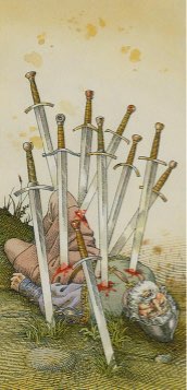 Tarotkaart 'Tien van Zwaarden'
